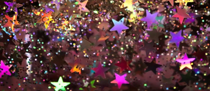 glittery confetti with star shapes