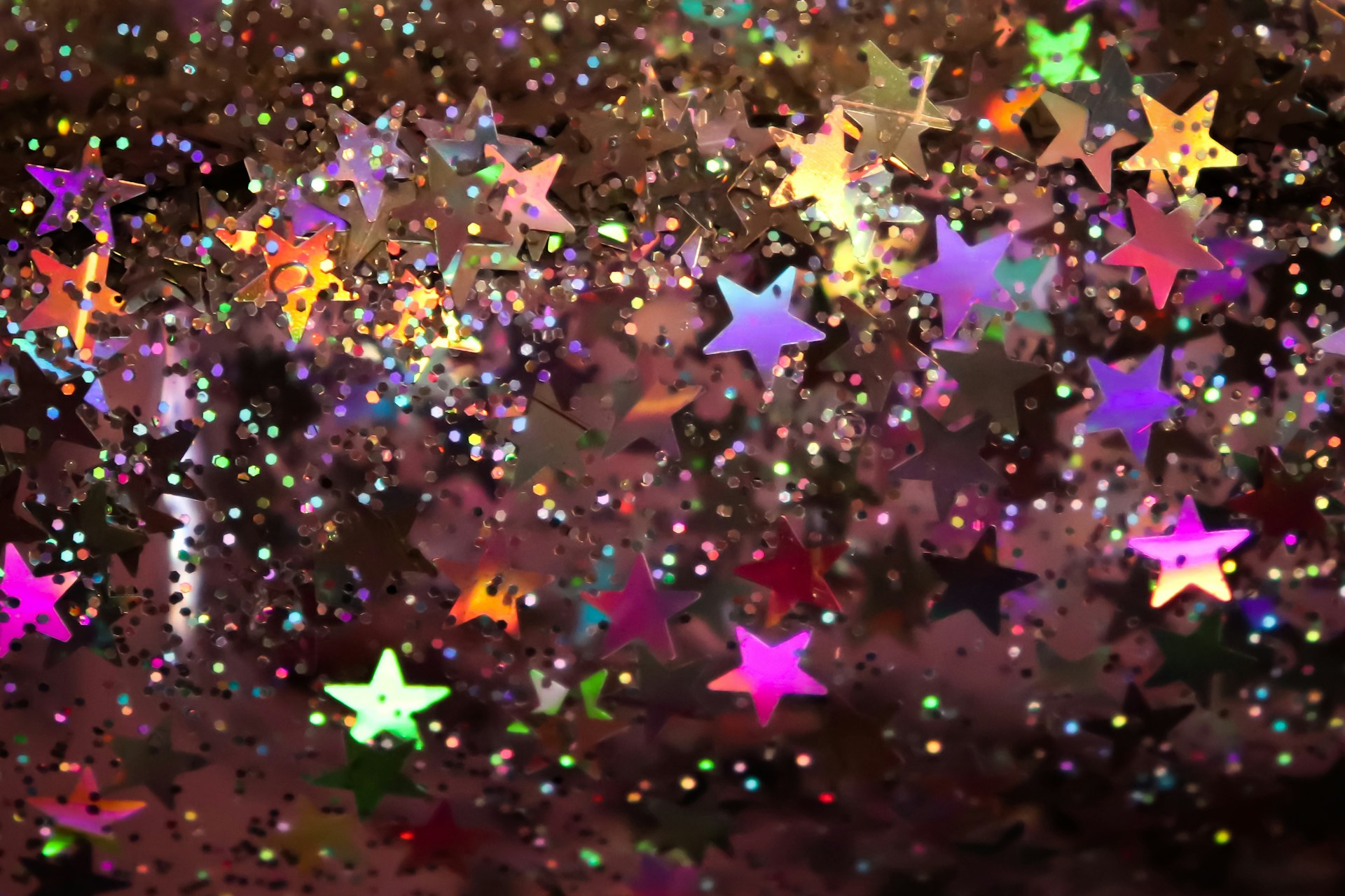 glittery confetti with star shapes