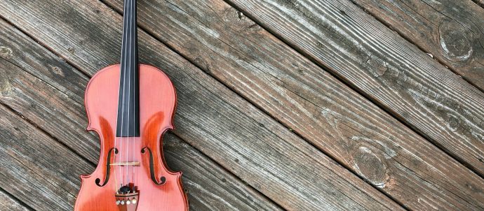 A fiddle on wood