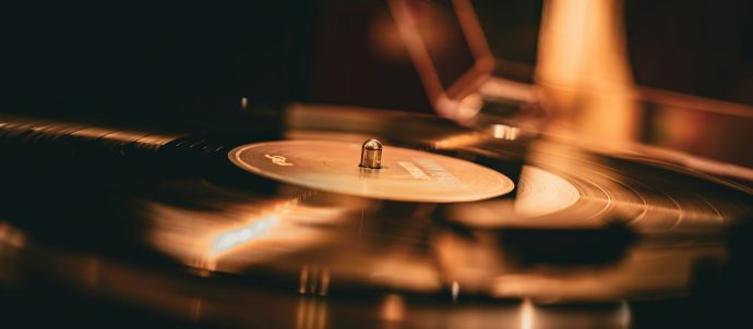 close up of a turntable